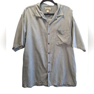 Tommy Bahama Silk Gray Green  Checkered Casual Shirt Size L